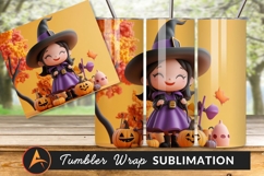 Cute Witch Surrounded By Pumpkins Halloween Theme Product Image 1