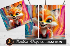 Smiling Fox Cub On Colorful Abstract Background Product Image 1