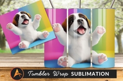 Adorable Saint Bernard Puppy On Colorful Background Product Image 1