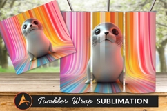 Adorable Seal Character Against Colorful Background Tumbler Product Image 1