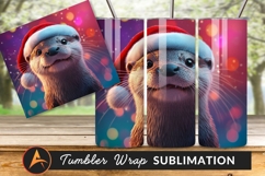 Festive Otter Portrait With Santa Hat Cheer Tumbler Product Image 1