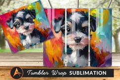 Artistic Dog Portrait Colorful Background Tumbler Png Product Image 1