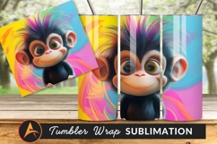 Cute Colorful Monkey Cartoon Character Image Art Product Image 1