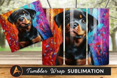 Rottweiler Puppy With Abstract Colorful Background Art Product Image 1