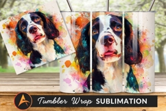 Springer Spaniel Portrait Watercolor Painting With Splatters Product Image 1
