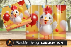 Cute Cartoon Chicken Character With Balloons Tumbler Png Product Image 1