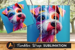 Colorful Paper Cut Dog Portrait Tumbler Png Product Image 1