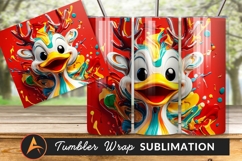 Colorful Duck Cartoon With Paint Splatters Art Product Image 1