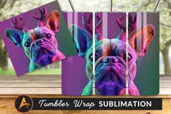 Festive French Bulldog With Antlers Tumbler Png Product Image 1