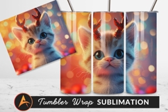 Christmas Cat With Antlers Bokeh Background Product Image 1