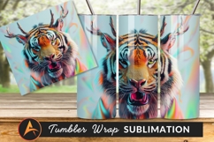Tiger With Antlers Tumbler Png Fantasy Art Product Image 1