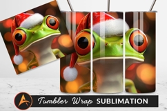 Christmas Frog Wearing Santa Hat Illustration