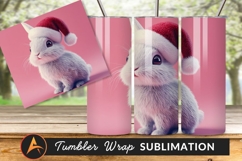 Christmas Bunny In Santa Hat On Pink Tumbler 