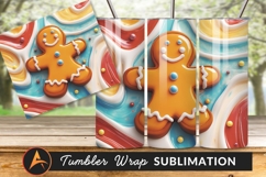 Gingerbread Man On Swirl Candy Background Tumbler Png
