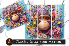Floral Monkey With A Cheerful Smile Tumbler 