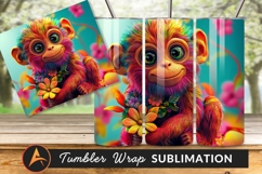 Colorful Monkey With Flowers Tumbler Png Design
