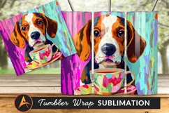 Artistic Beagle Dog And Tea Cup Illustration
