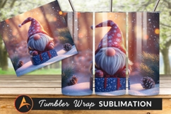 Christmas Gnome On Gift Box Tumbler Png