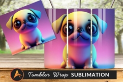 Cute Cartoon Pug Dog Colorful Background