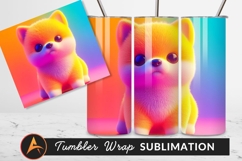 Fluffy Puppy Dog With Rainbow Background Tumbler Png