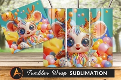 Cute Colorful Cartoon Deer Surrounded By Spheres Tumbler 