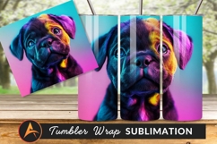 Puppy Dog Portrait With Neon Colors Tumbler Png