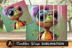 Colorful Cartoon Turtle With Rainbow Hair Tumbler Png