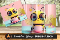 Cute Bee With Tea Cup Illustration Tumbler 