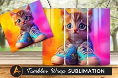Kitten With Blue Eyes Sitting Behind Sneakers Tumbler Product Image 1