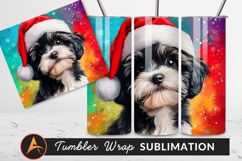Festive Dog Wearing Santa Hat Watercolor Design Product Image 1