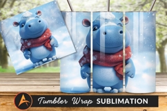 Cartoon Hippo In Winter Scarf Tumbler Png Product Image 1