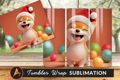 Cartoon Shiba Inu Celebrates Christmas Tumbler 