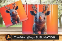 Cartoon Rhino With Antlers Tumbler Png