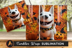 Cute Halloween Dog With Pumpkins Tumbler Png