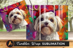 Festive Dog Portrait With Reindeer Antlers Art