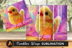 Cute Yellow Chick With Colorful Background Tumbler Png