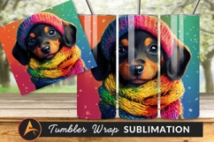 Cute Dachshund Dog Wearing Winter Hat Scarf Tumbler Product Image 1