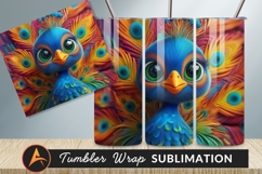 Cute Cartoon Peacock With Colorful Feathers Tumbler Png