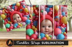 Adorable Baby With Reindeer Antlers Colorful Spheres