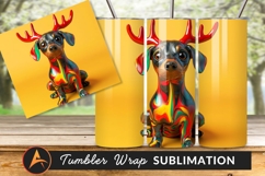Festive Dog With Antlers Tumbler Png Image