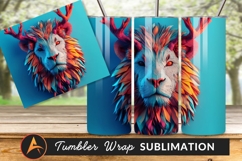 Colorful Lion With Antlers Tumbler Png Image