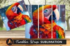 Colorful Macaw Parrot In Winter Scene Portrait