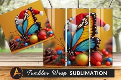 Christmas Monarch Butterfly With Santa Hat Decoration
