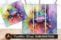 Colorful Tree Frog On Watercolor Background
