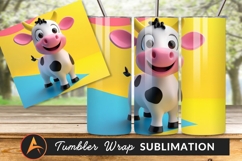 Cute Cartoon Cow On Colorful Background Tumbler Png