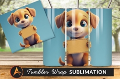 Cartoon Puppy Holding Blank Sign Tumbler Png