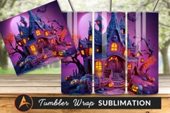 Spooky Halloween House With Pumpkins And Moon Tumbler 