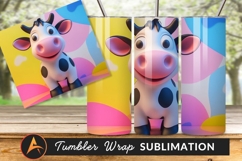 Cartoon Cow With Colorful Background Tumbler Png