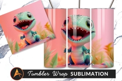 Cute Cartoon Dinosaur Smiling Sweetly Rendering Tumbler Product Image 1