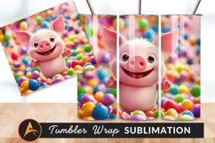 Cute Cartoon Pig Character Surrounded By Candies